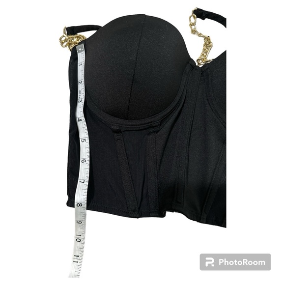 Say What Black Bustier Gold Chain Vintage Corset - Picture 8 of 9